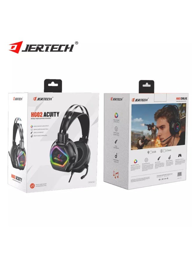 جيرتك سماعة الألعاب HG02 ACUITY USB RGB - مكبرات صوت 50 مم، تصميم خفيف الوزن، إضاءة RGB ديناميكية - Image 5