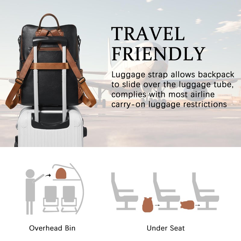 Shrrie Vegan Leather Laptop Backpack for Women 15.6 inch Work Backpack Fashion Travel Backpack Purse for Business College - Image 5