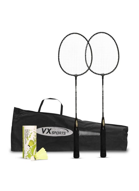 X Vx-15 Graphite Frame Badminton Racquet With Shuttle For Seniors (Multicolor) - Set Of 2