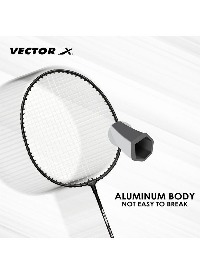 X Vx-15 Graphite Frame Badminton Racquet With Shuttle For Seniors (Multicolor) - Set Of 2