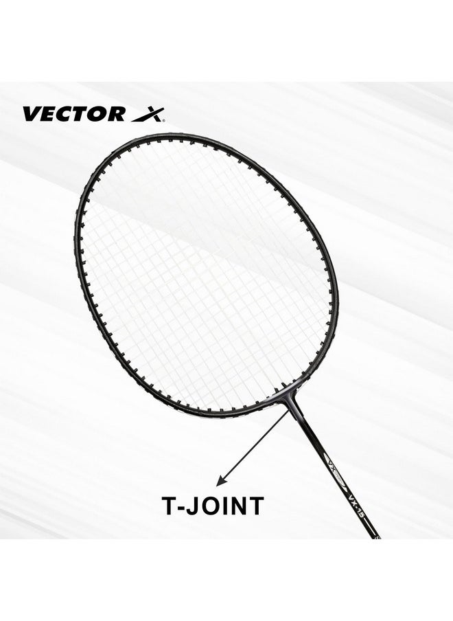 X Vx-15 Graphite Frame Badminton Racquet With Shuttle For Seniors (Multicolor) - Set Of 2