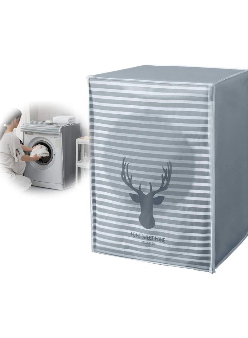Washing Machine Cover,Silver Coating Oxford Cloth Washer Dryer Cover for Front Loading Machine,Waterproof Dust-proof Sun-resistant Dust Cover for Full-automatic Roller Washing Machine - Image 1