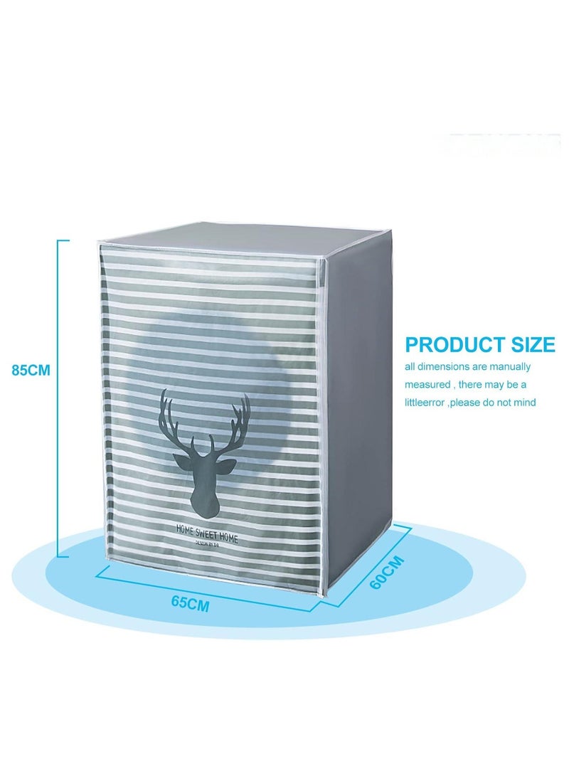 Washing Machine Cover,Silver Coating Oxford Cloth Washer Dryer Cover for Front Loading Machine,Waterproof Dust-proof Sun-resistant Dust Cover for Full-automatic Roller Washing Machine - Image 2