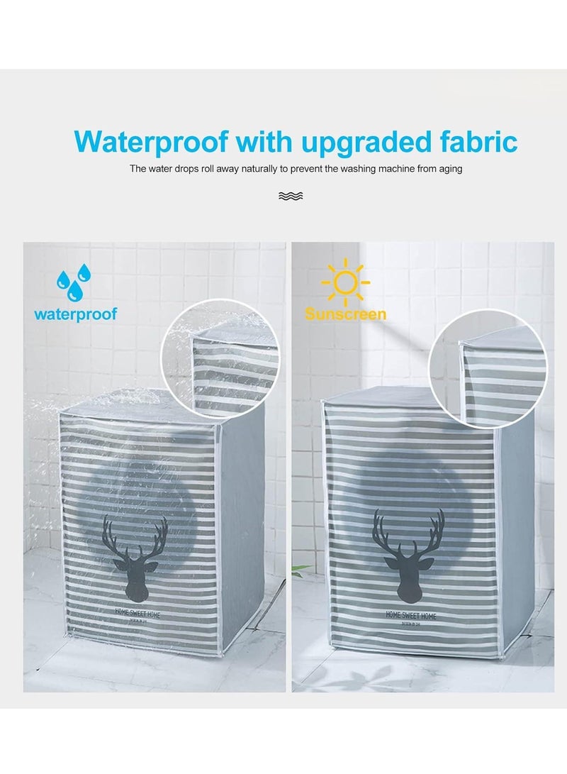 Washing Machine Cover,Silver Coating Oxford Cloth Washer Dryer Cover for Front Loading Machine,Waterproof Dust-proof Sun-resistant Dust Cover for Full-automatic Roller Washing Machine - Image 3