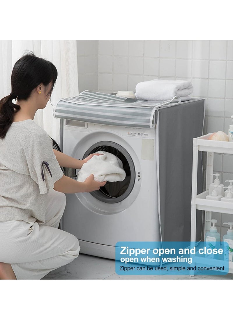 Washing Machine Cover,Silver Coating Oxford Cloth Washer Dryer Cover for Front Loading Machine,Waterproof Dust-proof Sun-resistant Dust Cover for Full-automatic Roller Washing Machine - Image 5