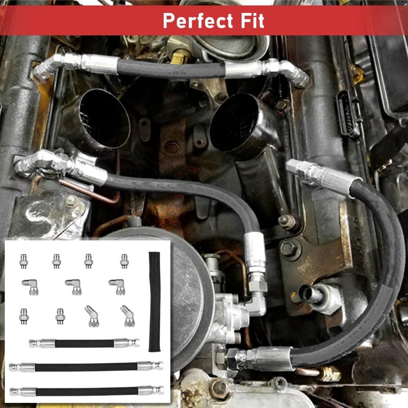 Camoo High Pressure Oil Pump Lines HPOP Hoses Kit & Crossover Fittings Kit For 1999-2003 Ford 7.3L Powerstroke Diesel Engines E350 E450 E550 Excursion F250 F350 F450 F550 F650 F750 - Image 5