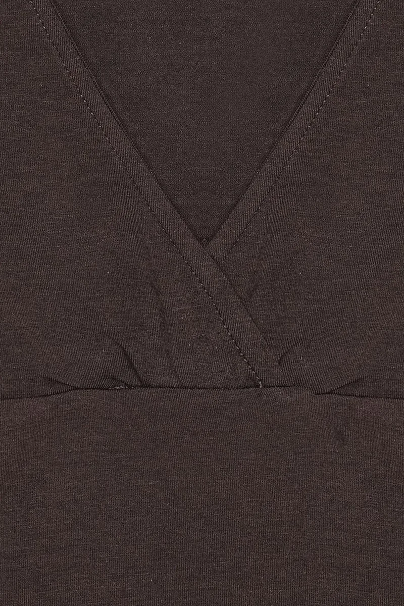 Dilvin Coffee Brown DILVIN Fitted V-Neck Short-Sleeve T-Shirt for Women | Best Price UAE