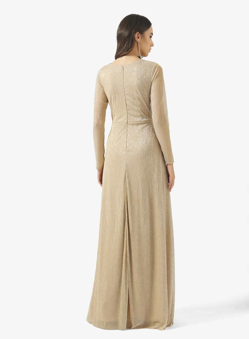 Namshi x Metallic Draped Evening Dress