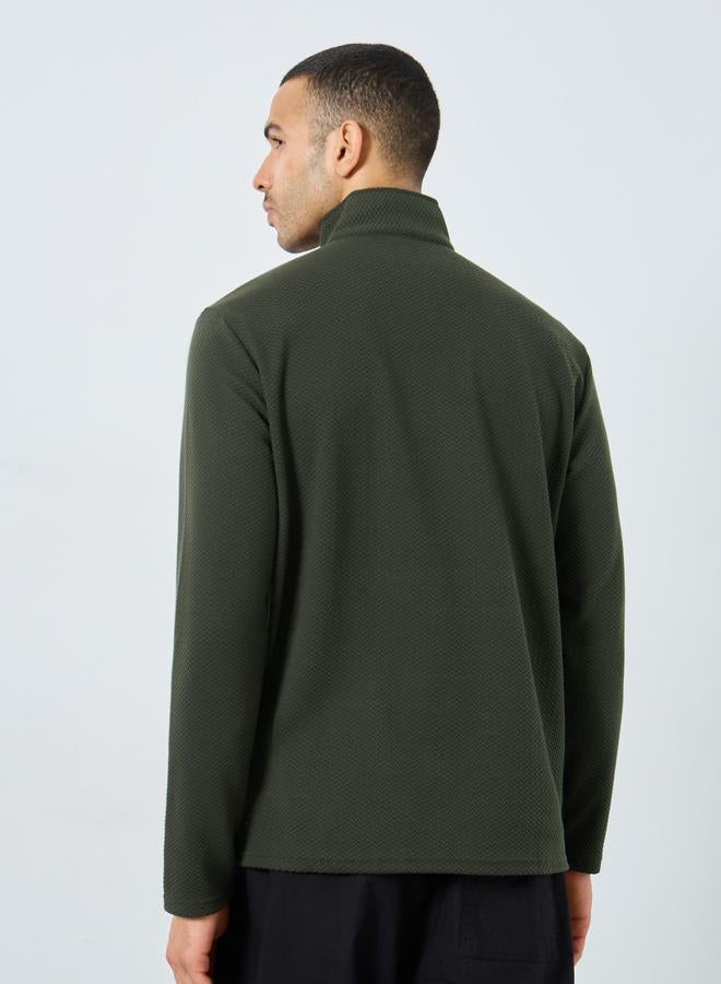 Styli Pebble Textured Relaxed Fit Quarter Zip Sweatshirt - Image 5