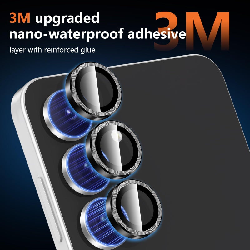 Avocase for Samsung Galaxy S25 FE Camera Lens Protector, Individual Metal Ring Tempered Glass Lens Cover, [Strong Adsorption] Scratch Resistant Ultra-Thin HD Clear Lens Cover, 1 Set-Black - Image 4