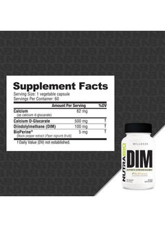 NutraBio NutraBio DIM Supplement, Supports Estrogen Balance, 100mg - 60 Vegetable Capsules  - Image 2