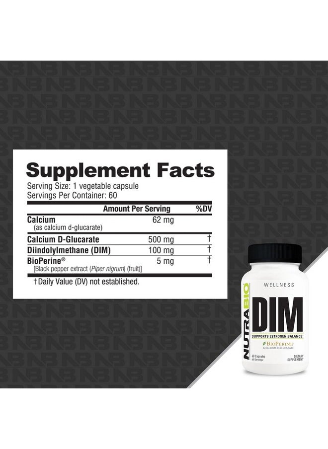 NutraBio NutraBio DIM Supplement, Supports Estrogen Balance, 100mg - 60 Vegetable Capsules  - Image 2