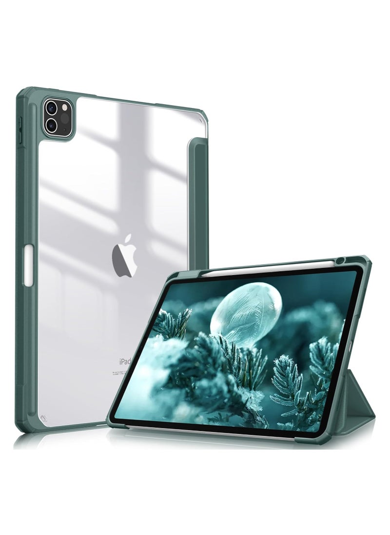 Generic Hybrid Case Compatible with iPad Pro 11 Inch (2022/2021/2020/2018, 4th/3rd/2nd/1st Generation) - Ultra Slim Shockproof Clear Cover w/Pencil Holder, Auto Wake/Sleep(Green)  - Image 1