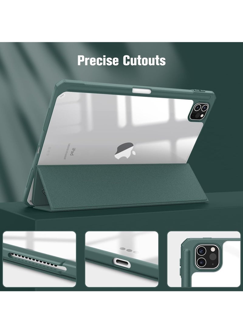 Generic Hybrid Case Compatible with iPad Pro 11 Inch (2022/2021/2020/2018, 4th/3rd/2nd/1st Generation) - Ultra Slim Shockproof Clear Cover w/Pencil Holder, Auto Wake/Sleep(Green)  - Image 2