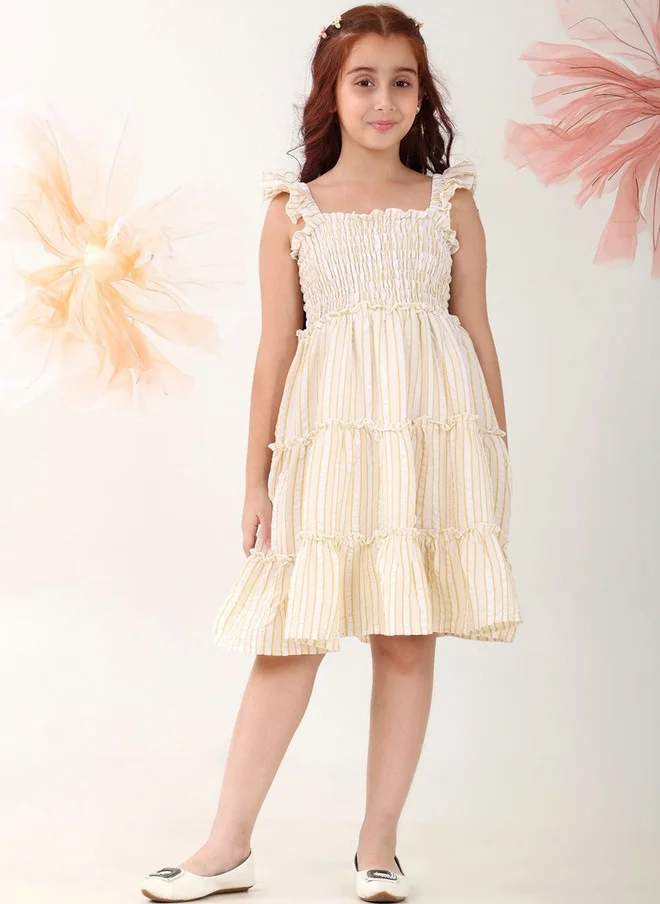 بونكيدز BONKIDS Yellow Striped A-Line Dress for Girls