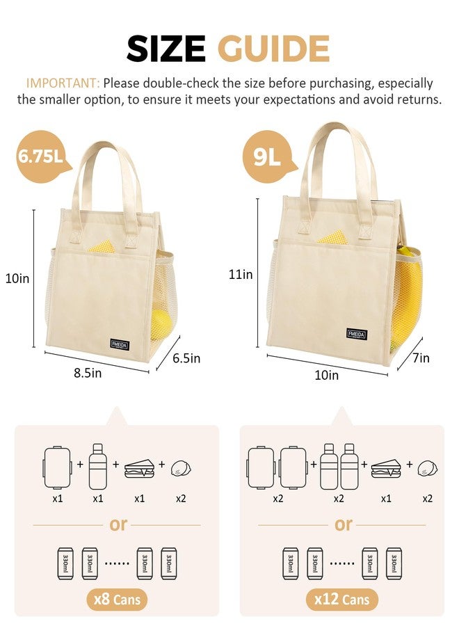 Fmeida Insulated Lunch Bag Women, Simple Lunch Tote Bags, Waterproof Thermal Cooler Lunch Bag, Reusable Adult Lunch Box Bag for Women | Medium Butterfly, Front&Side&Interior Pockets - Image 2