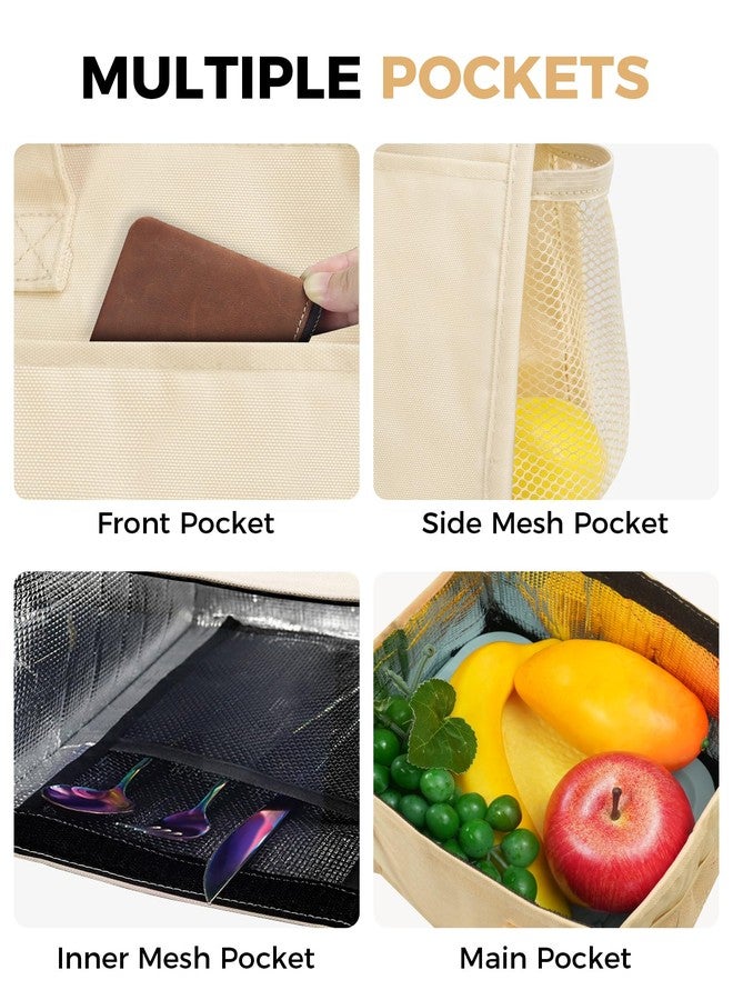Fmeida Insulated Lunch Bag Women, Simple Lunch Tote Bags, Waterproof Thermal Cooler Lunch Bag, Reusable Adult Lunch Box Bag for Women | Medium Butterfly, Front&Side&Interior Pockets - Image 3