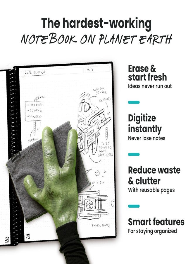 Rocketbook New Core Reusable Spiral Notebook, Letter Size 8.5x11, Black - Dotted Pages, App-Connected, Erasable, Durable Cover, Ideal for School, Work, and Creative Projects - Image 4