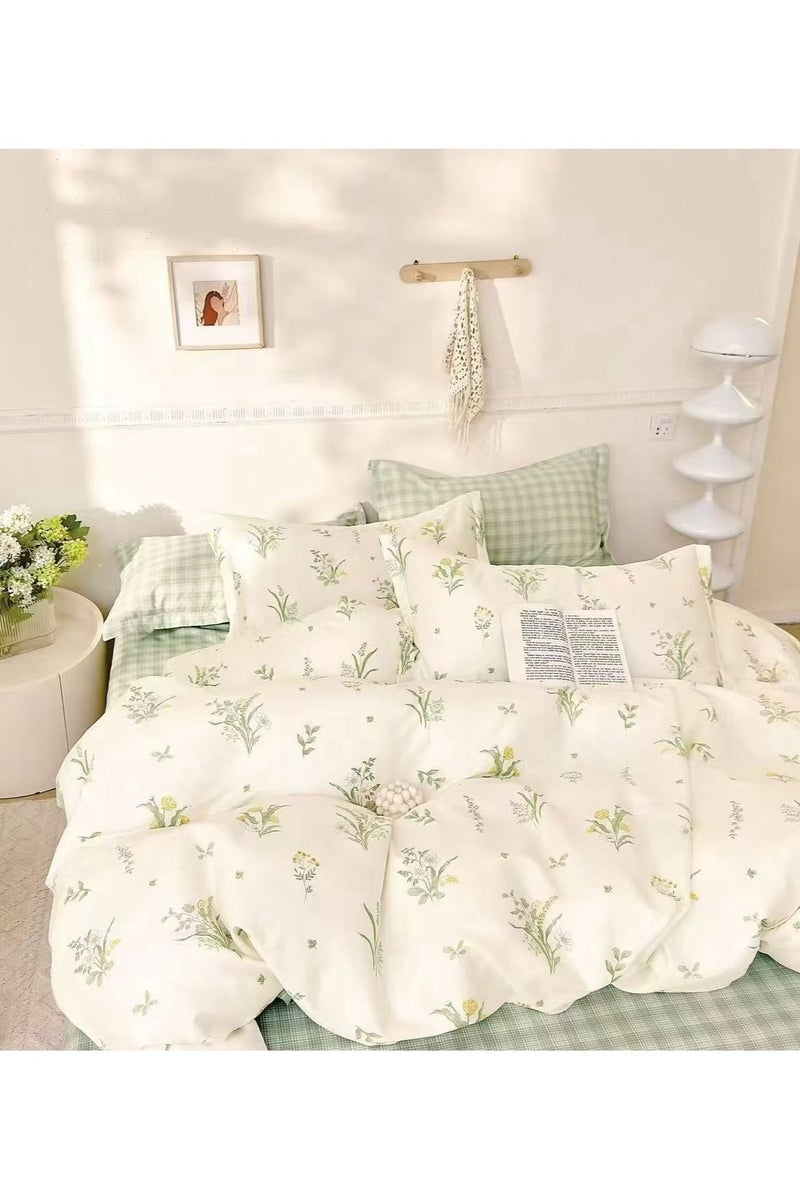 AL RAID King Size Bedding Set - 6-Piece Cotton Bed Sheet Set Includes Duvet Cover and Fitted Sheet with 4 Pillowcases - Premium Quality, Durable King Size Bed Sheets for Comfort