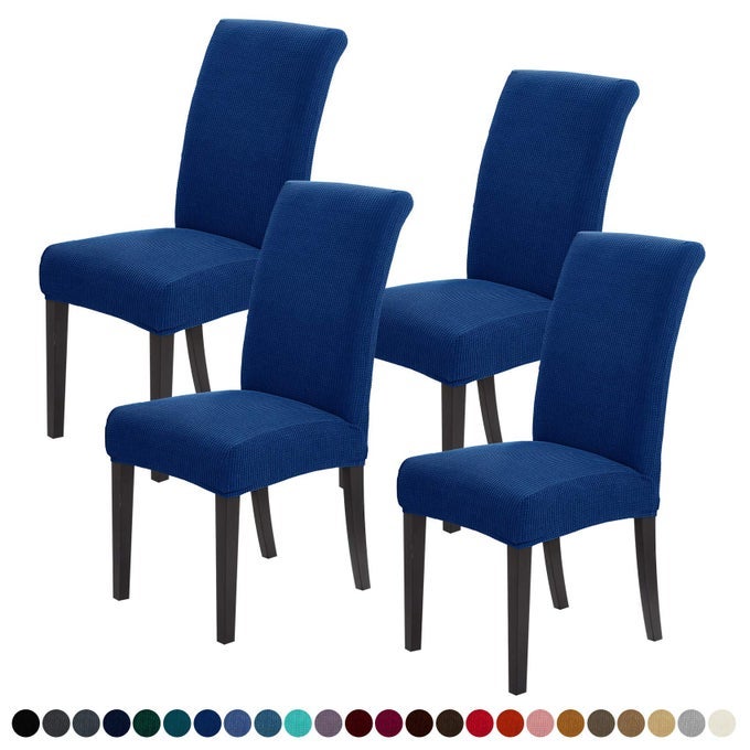 Chair Covers for Dining Room Set of 4 Dining Chair Slipcovers Stretch Dining Room Chair Covers Seat ProtectorWashable Parsons Chair Cover for HomeBanquetClassic Blue4 Pack