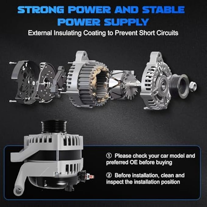 YOMALL Alternator 11240 for 2007 Aspen/Durango 4.7L V8, for 2007-2010 Nitro/Liberty 3.7L V6, for 2007 Commander & Grand Cherokee for 2011-2013 Ram 1500 3.7L V6 / 4.7L V8 160A 6PK 11240N - Image 5