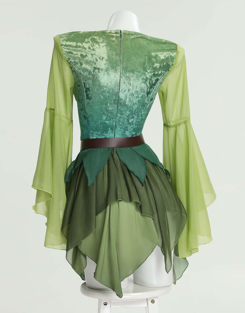 miccostumes Women's Elf Medieval Dress Magical Lady Cosplay Costume Fairy Viking Dress Halloween Party (Green, XXL) - Image 5