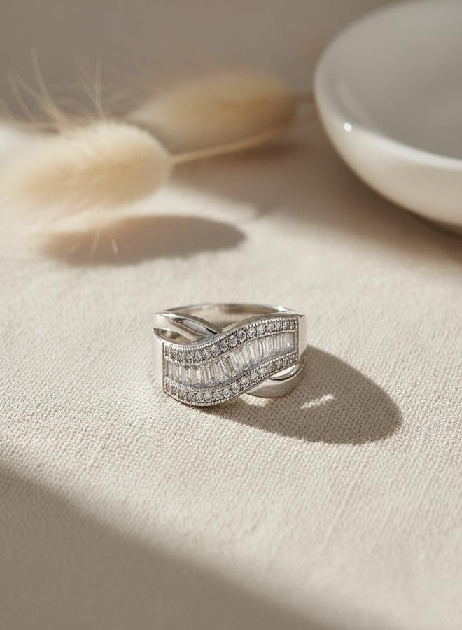 SilverCloseOut Sterling Silver Cz Baguette Statement Ring - Size 7 - Image 2