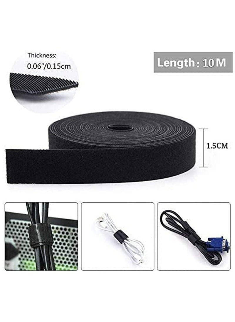 Loquat Cable Tidy Management 10Meter,Reusable Fastening Cable Ties, Fastening Tape Sticky Strips Hook Loop Flexible Wire Ties Cable Organizer for Cables - (15MM*10M) - Image 3