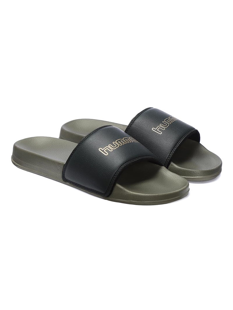hummel CLASSIC MEN SLIDERS Comfortable Cushioned Sole Arch Support Durable Lightweight Flexible Trendy Style Flip flops and Slippers Slides for Men Daily use Chappal - UK 9 Ponderosa & Rich Gold - Image 5