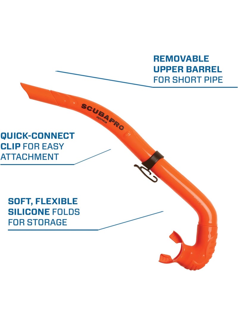 Scubapro SCUBAPRO Apnea Snorkel for Freediving Foldable JTube Design with Removable Upper Barrel Orange  - Image 4