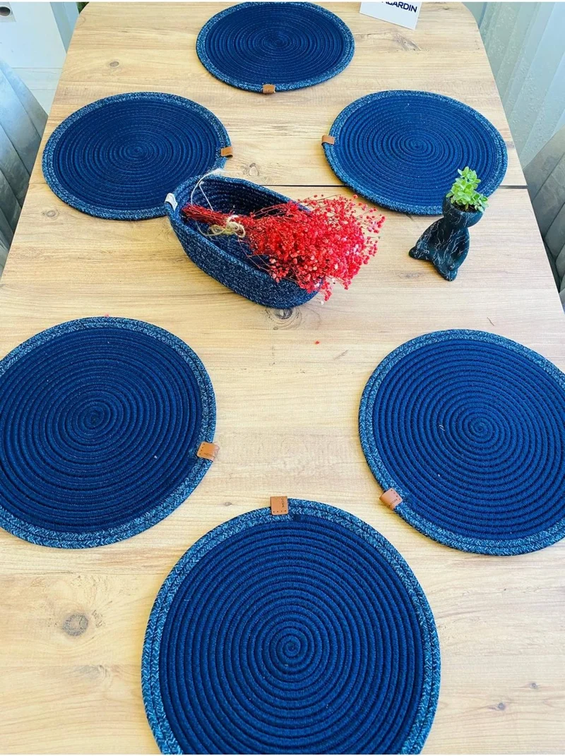 بدز ديري BDZ Leather Wicker Jute Presentation Plate Mat American Service and Basket 7 Pieces