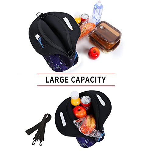 Violet Mist Shark 7 Inch Neoprene Lunch Bag, Reusable Insulated Food Carrier with Adjustable Shoulder Strap, 12.6 x 11.8 x 6.24 Inches - Image 4