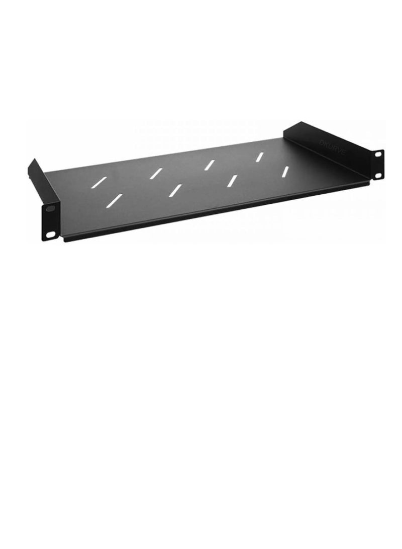 DKURVE® 1U Cantilever Tray Vented Rack Mount Shelf 10" 250mm Deep Black for Wall Mount Cabinets - Image 3