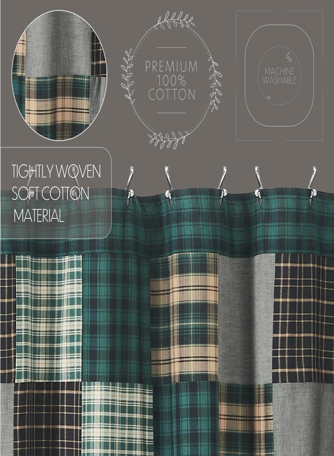 VHC Brands, Pine Grove Plaid Patchwork Shower Curtain, Green, 72x72 - Image 4
