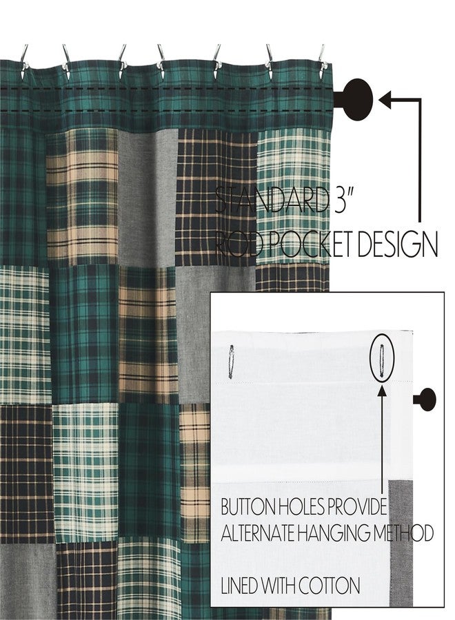 VHC Brands, Pine Grove Plaid Patchwork Shower Curtain, Green, 72x72 - Image 5