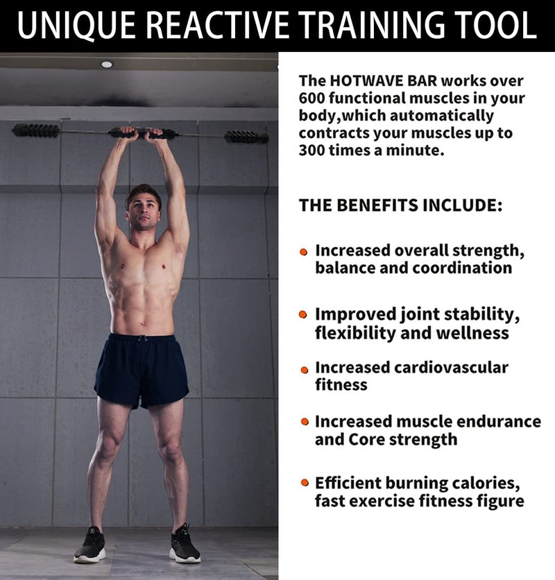 Hot Wave Hotwave Elastic Fitness Bar, Shoulder Physical Therapy, Total Body Fat Burning Bar, Core Strength Training Equipment Patented Product. - Image 2