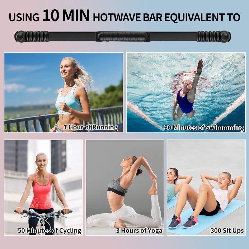 Hot Wave Hotwave Elastic Fitness Bar, Shoulder Physical Therapy, Total Body Fat Burning Bar, Core Strength Training Equipment Patented Product. - Image 4