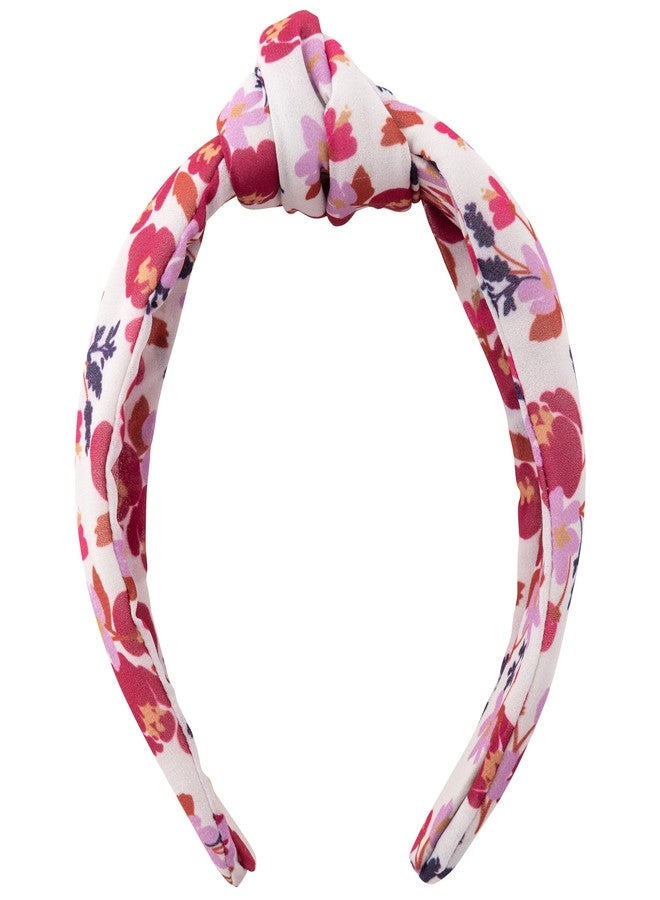 Karma Plum Floral Headband for Women - Knot - Fabric Headband and Stretchy Hair Scarf - White/Multicolor - Image 2