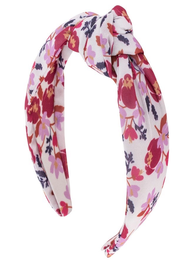 Karma Plum Floral Headband for Women - Knot - Fabric Headband and Stretchy Hair Scarf - White/Multicolor - Image 1