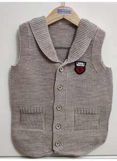 Baby Boy and Child Seasonal Embroidered Buttoned Ata Knitwear Vest