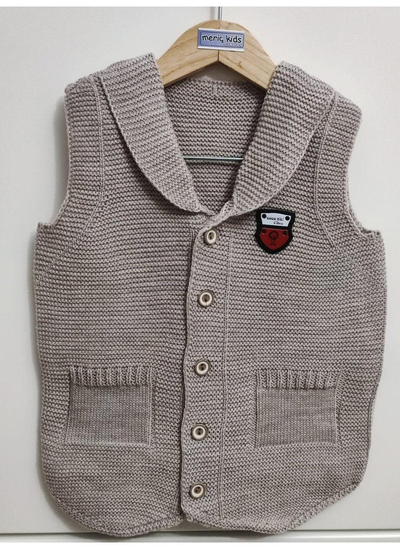 Meriç Bebe - Baby Boy and Child Seasonal Embroidered Buttoned Ata Knitwear Vest - Image 1