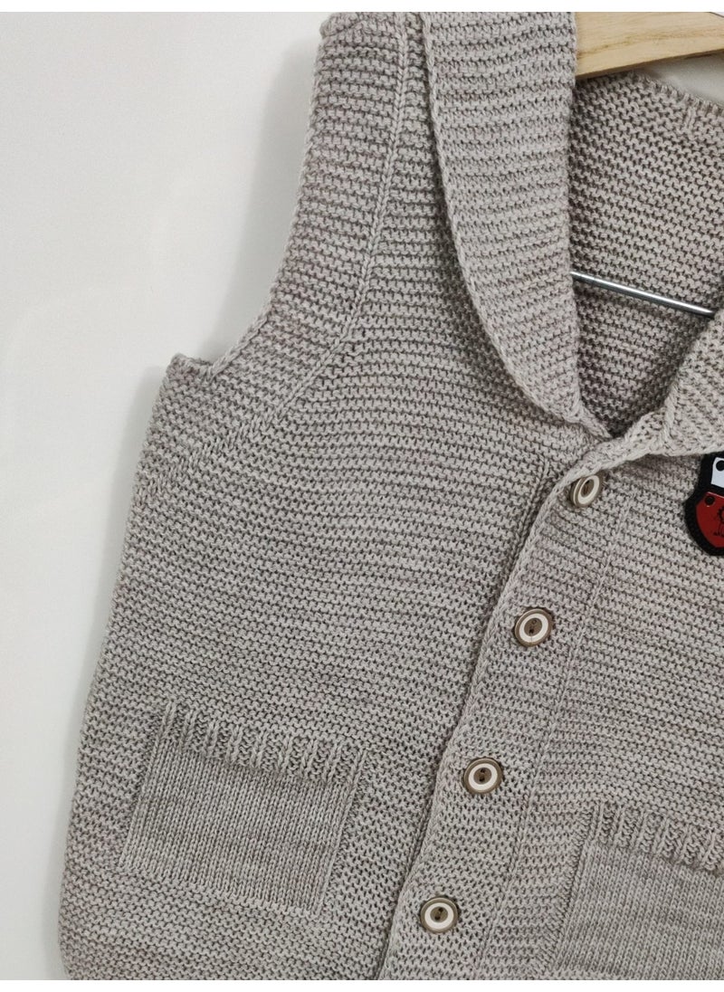 Meriç Bebe - Baby Boy and Child Seasonal Embroidered Buttoned Ata Knitwear Vest - Image 1