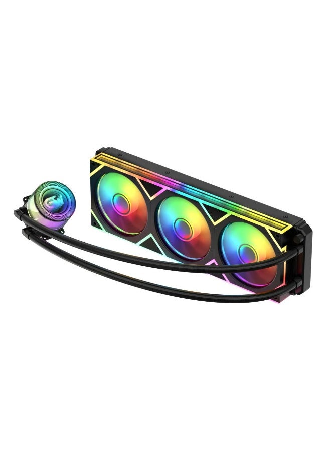 GTW مبرد سائل لوحدة المعالجة المركزية GTW 360mm ARGB - أسود، مراوح تحمل هيدروليكي، إنتل LGA 115x/1200/1700/20xx وAMD AM4/AM5 - Image 4