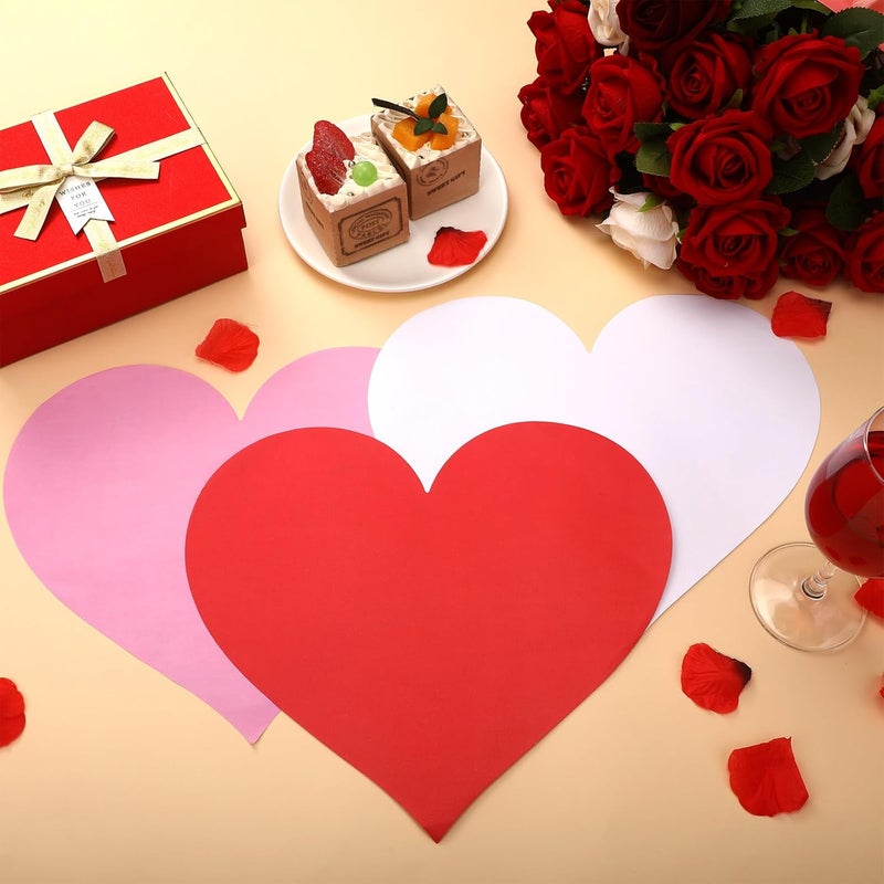 Eaasty 100 قطعة من مفارش القلب ليوم عيد الحب مفارش ورقية قلبية قابلة للتصرف مجموعة مفارش عشاء على شكل قلب حمراء لتزيين طاولة عيد الحب حفلات الزفاف العشاء المنزلي والاحتفالات - Image 4