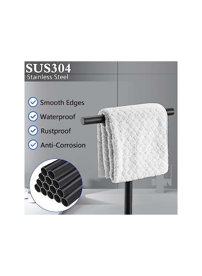 Raxoom Bath Hand Towel Holder Standing, SUS304 Stainless Steel T-Shape Towel Bar Rack Stand, Tower Bar for Bathroom Kitchen Vanity Countertop (Matt Black) - Image 2