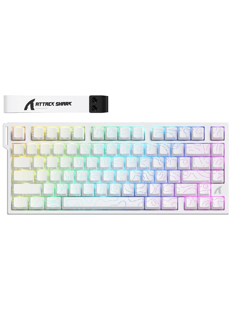 Attack Shark R82HE Rapid Trigger Wired Mechanical Gaming Keyboard TKL NKRO with 8K Polling,0.005mm RT Accuracy,256K Scan Rate,5 Layer Sound Damped,Hall Effect Magnetic Switch for PC Mac(White Contour) - Image 1