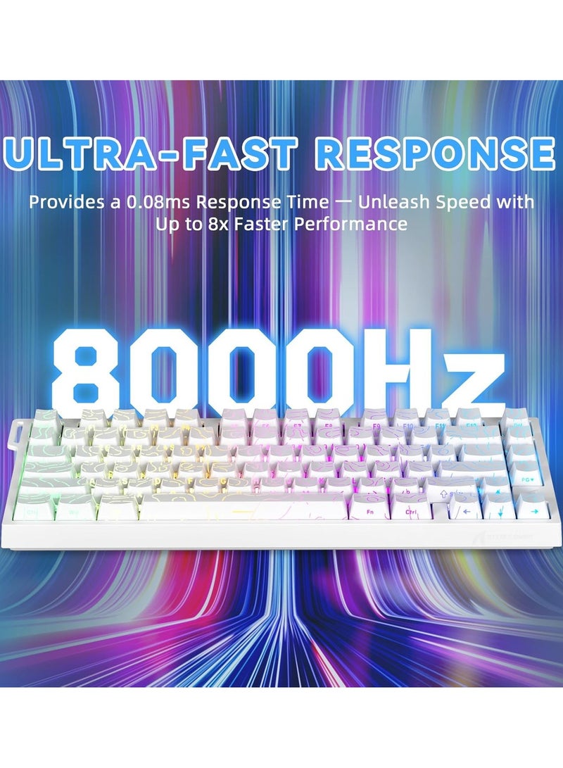 Attack Shark R82HE Rapid Trigger Wired Mechanical Gaming Keyboard TKL NKRO with 8K Polling,0.005mm RT Accuracy,256K Scan Rate,5 Layer Sound Damped,Hall Effect Magnetic Switch for PC Mac(White Contour) - Image 3