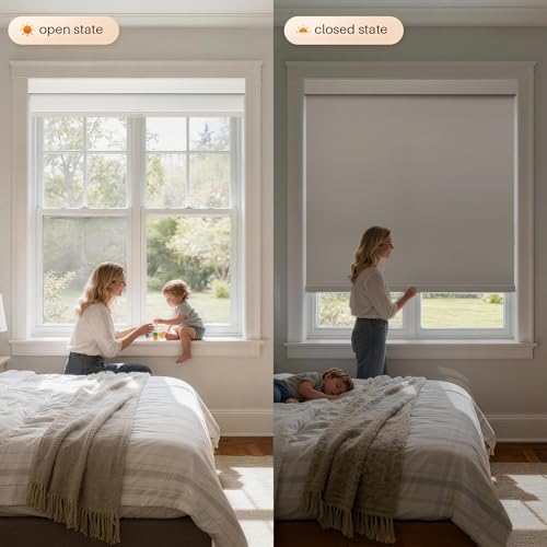 JaeJaes Cordless Blackout Roller Shades, Free-Stop Window Shades Pull Down, Room Darkening Thermal Insulated Fabric Roller Blinds for Indoor Windows Bedroom Office (White, 23" W x 72" H) - Image 4
