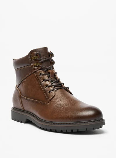 ال بي ال من شو اكسبرس Men's Textured Chukka Boots with Zip Closure