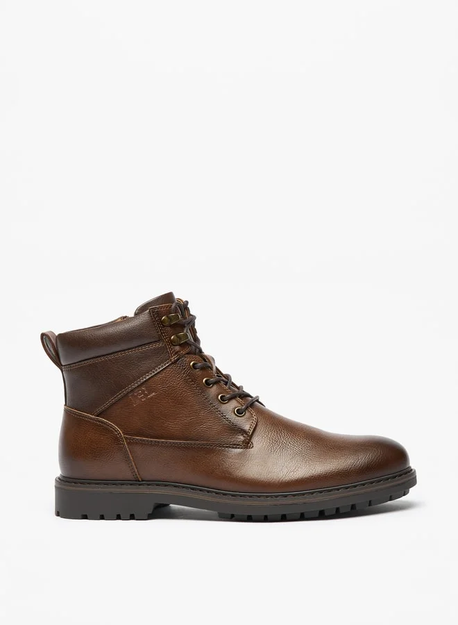 ال بي ال من شو اكسبرس Men's Textured Chukka Boots with Zip Closure
